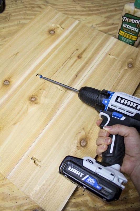 screwing cedar planks glue up